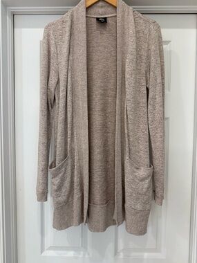 bobeau Taupe Open-Front Pocket Cardigan